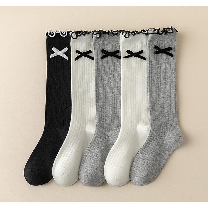 1 пара шикарных простых детских носков для девочек, милые модные детские носки с бантом и оборками, для девочек, хлопковые школьные носки на весну и осень