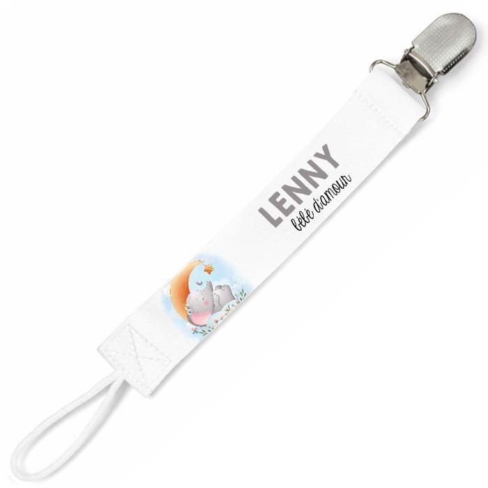Planetee Attache tétine pour prénom LENNY bébé d'amour éléphant garçon | Attache sucette cadeau naissance