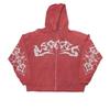 Oversized Gothic Print Hoodie Women - Streetwear Zip-Up Sweatshirt In Red Black White Flame Design