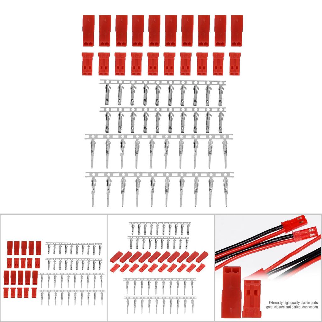 Комплект из красного корпуса и штыревого разъема JST для аккумулятора (10 пар)