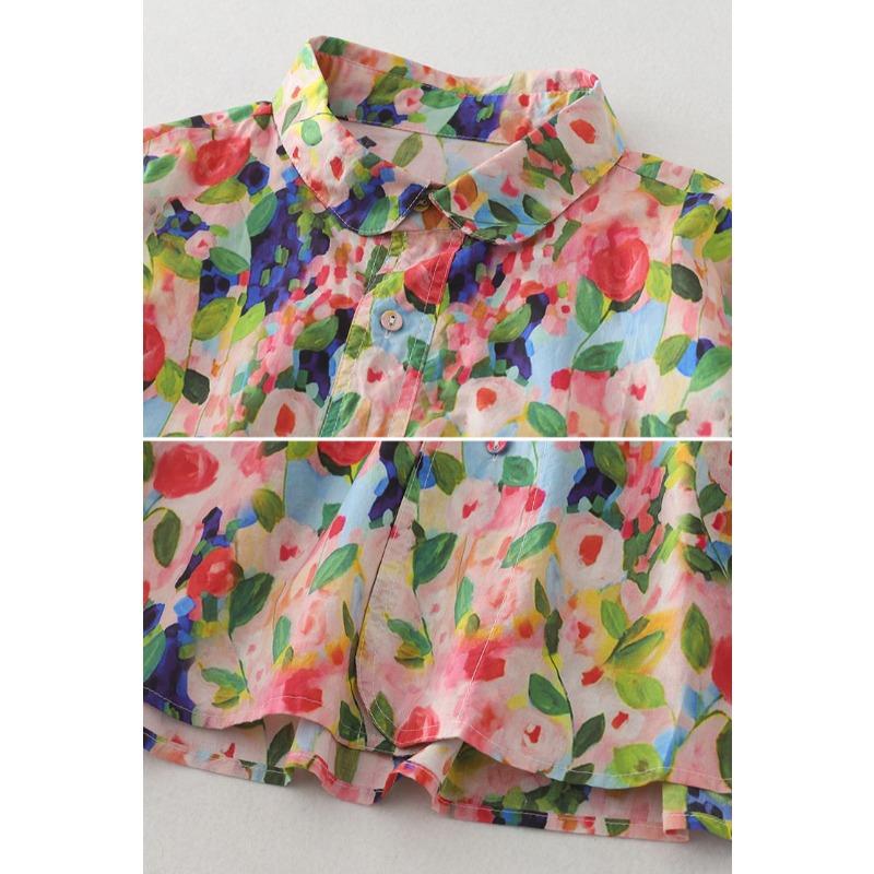 Dimanaf 2025 Женская весна Новая рубашка Блузка с длинным рукавом Пуговицы Модные топы Футболки Свободная цветочная блузка