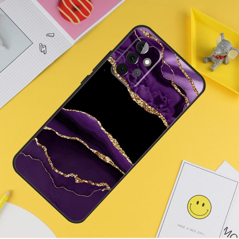 Чехол Teal Blue Gold Agate Marble для Samsung Galaxy A54 A34 A14 A13 A33 A53 A12 A32 A52 A71 A51 A15 A25 A35 A55