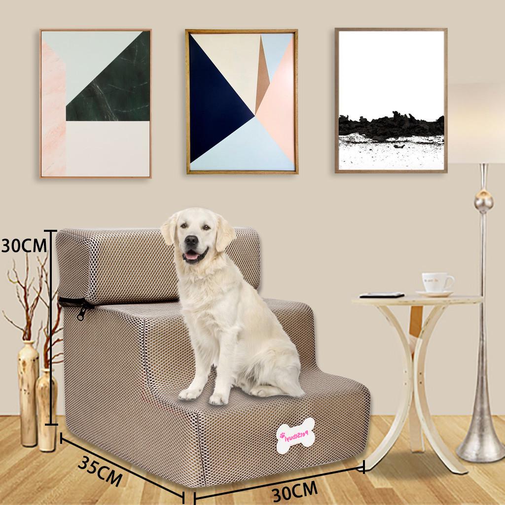 New Breathable Mesh Foldable Pet Stairs Detachable Pet Bed Cat Dog Ramp 3 Steps