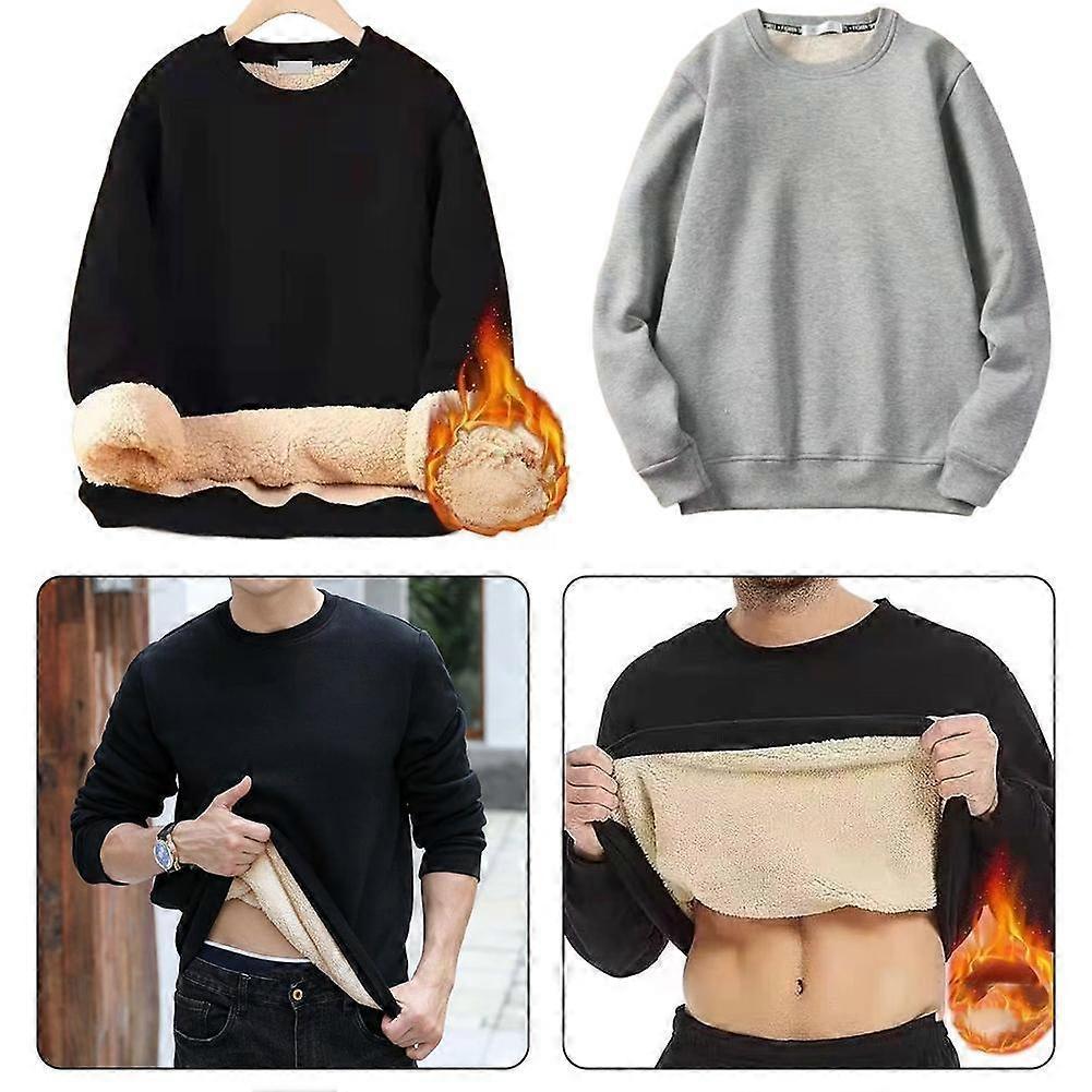 Mens Sweater Pullover Jumper Long Sleeve Crew Neck Warm Lamb Fleece Thickening