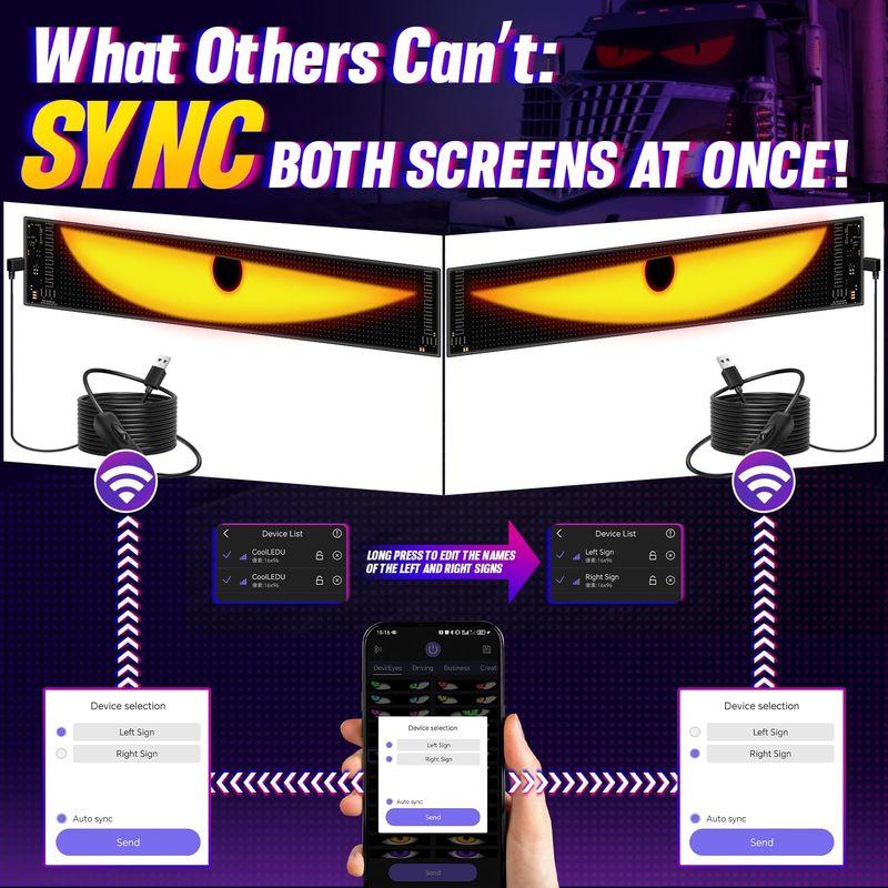 Dynamic Devil Eyes Light Truck Car Window Flexible LED Display Programmable Pixel Panel APP Control Remote Advertising Screen