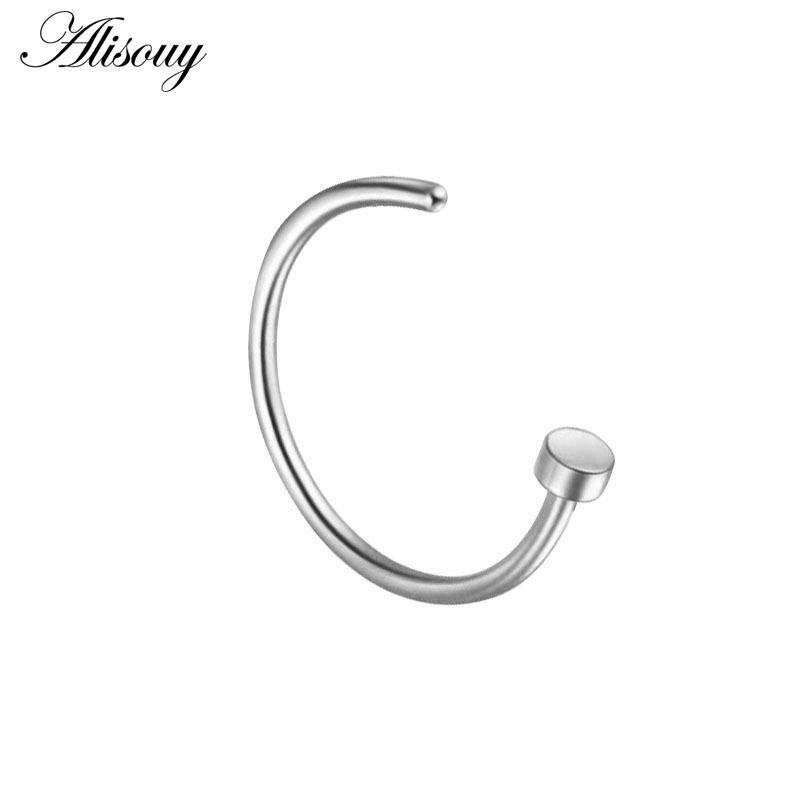 Alisouy 1Piece Steel 20G Faux Nose Rings Fake Septum Rings Hoop Nostril Daith Piercing Fake Clip On Nose Rings Oreja Piercings Jewelry