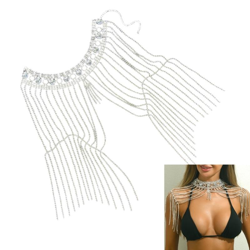 Fashionable Punk Metal Rhinestones Shoulder Chain Body Chain Shoulder Chain Jewelry For Beach Weddings Evening Event