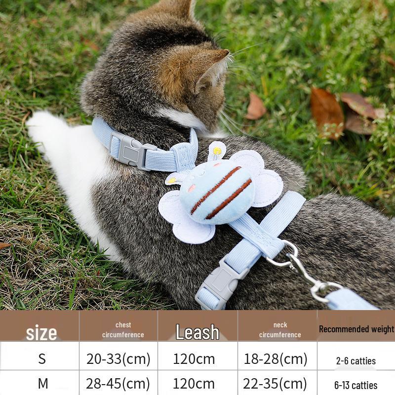 Маленькая пчелка поводок и шлейка для кошек против побега - Регулируемая веревка для прогулок на улице
