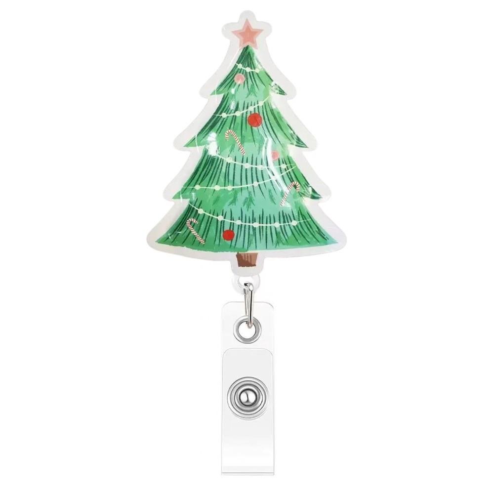 Pink Santa Christmas Badge Holder Santa Claus Badge Reel Funny Retractable Badge Reel Office