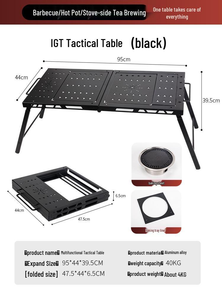 Портативный легкий алюминиевый туристический стол - Складной тактический IGT BBQ обеденная поверхность