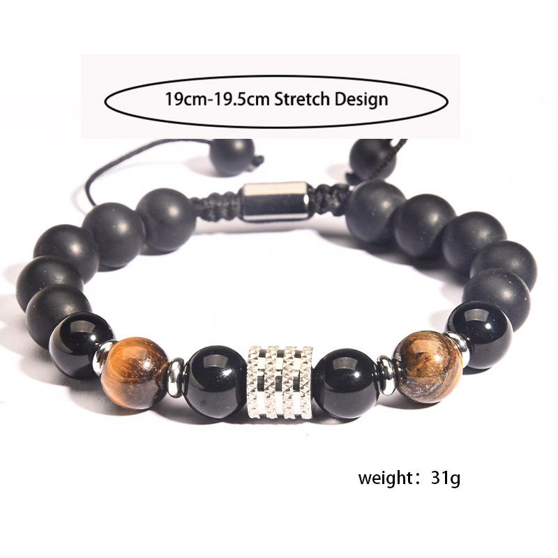 10 мм Возрождение Модная серия Ручная Цепочка Нержавеющая Сталь Тигровый Глаз Камень Плетение Регулируемый Браслет Украшения Подарок