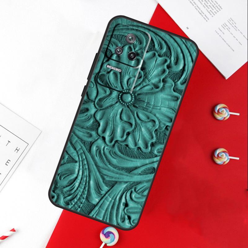 Коричневая кожаная чехол-книжка с тиснением для Xiaomi 13T 11T 12T 14T Pro 13 14 15 Ultra POCO X7 Pro X3 X5 X6 F5 F6 M6 Pro
