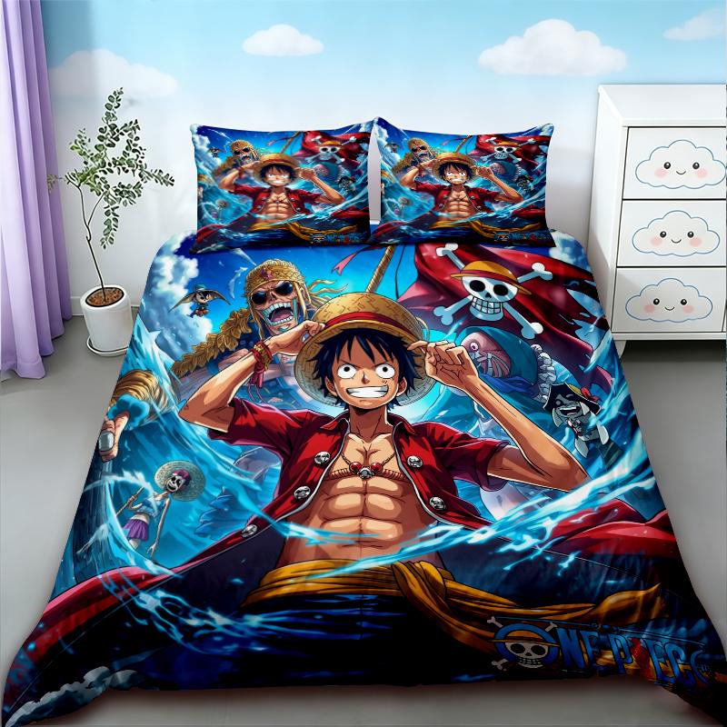 Пододеяльник для подростков Лучшие подарки One Piece Луффи Мультяшный Комплект постельного белья Пододеяльник Мягкий Удобный для Спальни Общежития