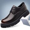 Fashion High-quality Thick Bottom Mens Lace Up Round Toe Brown Business Shoes Luxury Brand Oxford Shoes Classic Men Shoes for Wedding