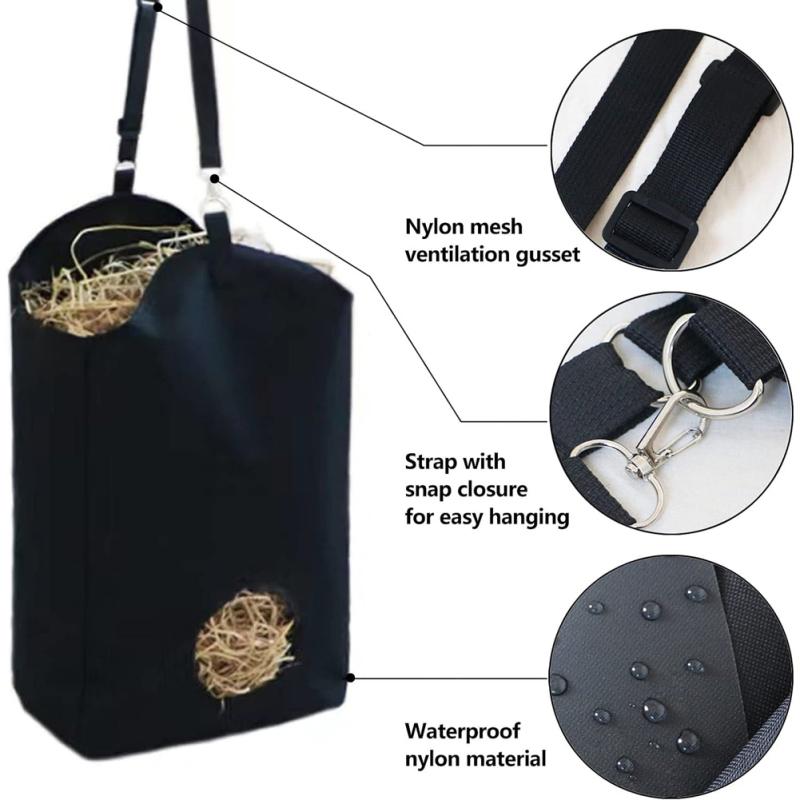 Сумка для сена для лошади Портативная Водонепроницаемая Большой вместимости Регулируемый плечевой ремень Ткань Оксфорд Сено