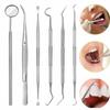 5/6pcs Stainless Steel Dental Tools Oral Mirror Tweezer Scaler Pick Tartar Removal Professional Teeth Cleaning Oral Care Set