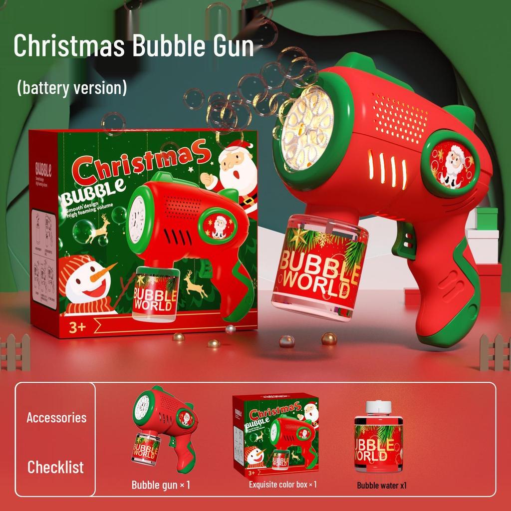 Рождественская 10-дульная автоматическая игрушка-пузырьница - Электрическая машина Гатлинга для выдувания пузырей для детей