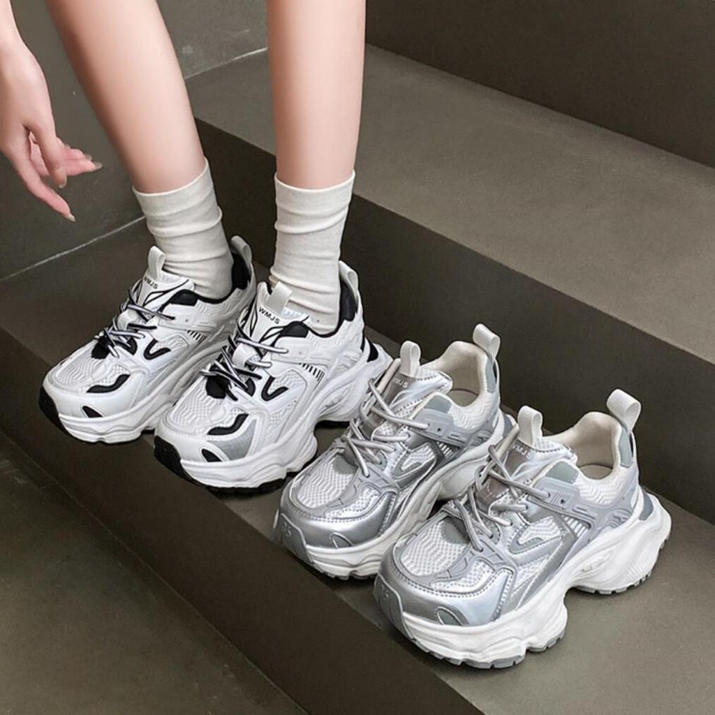 Мода 2024 года, трендовые массивные кроссовки для женщин на платформе 5 см, кроссовки для бега, корейские уличные белые повседневные кроссовки для женщин, массивные кроссовки для женщин
