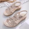 2024 Hot Flat Bottom Large Size Fashion Sandals Women Silver Gold Party Diamonds Summer Shoes Girls Low Heels Sandalias Mujer