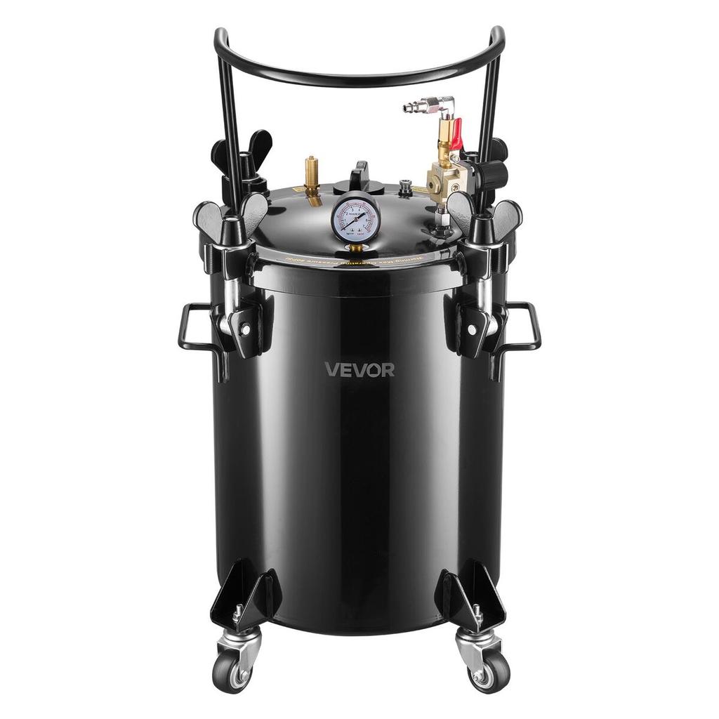 Pressure Pot Paint Tank, 30 L Heavy Duty Steel Pressure Pot Tank, Spray Paint Pressures Pots with Three Quick-Connect Couplers for Home Use, DIY, Art