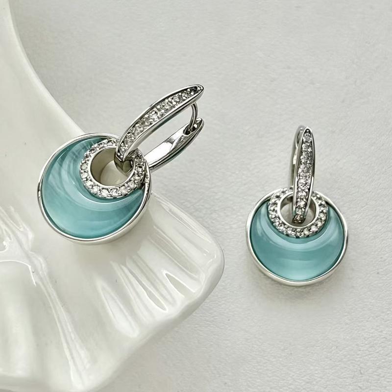 Blue Cat Eye Earrings High End Exquisite Luxury Fashion Ear Buckle Jewelry for Valentine's Day Gift for Her
