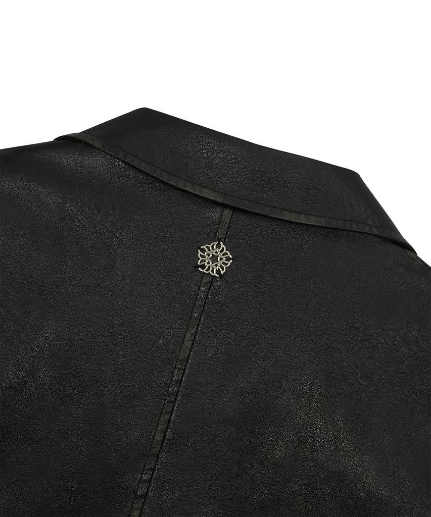 Ulkin [Runway] Fade Washed Faux Leather Blazer_Black