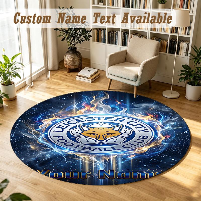 Round Rug Custom NameLeicester City Pattern Non Slip Carpet Home Floor Decor
