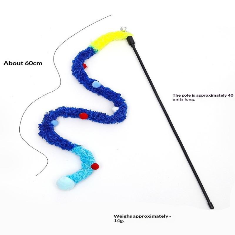 Interactive Feather Cat Teaser Wand Funny Caterpillar Shape Bite Resistant for Kitten Exercise Pet Play Home Use