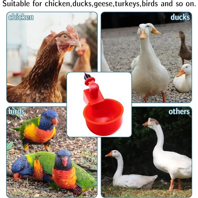 60PC Chicken Drinking Cup Automatic Drinker Chicken Feeder Poultry Waterer Drinking Water Feeder for Chicks Duck Goose Quail