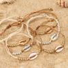 New Ethnic Gold Silver Handmade Weave Rope Bangles Shell Bead Bracelets Adjustable Bohemia