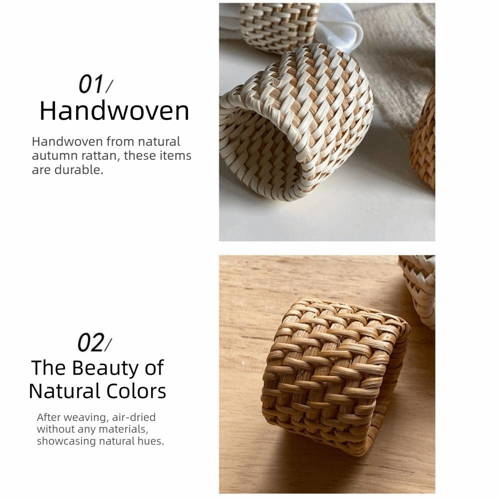 Hand-woven Technique Rustic Natural Napkin Holder Handmade Rattan Napkin Buckle Everyday Use