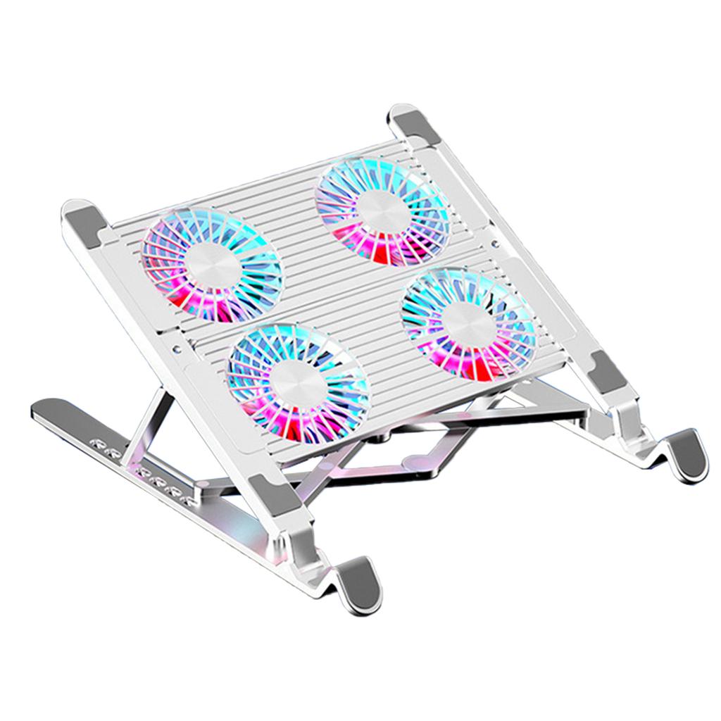 Aluminum Laptop Cooling Pad LED Gaming Laptop Coolers Quiet Cooling Fan Folding Bracket for Laptop Height Stand