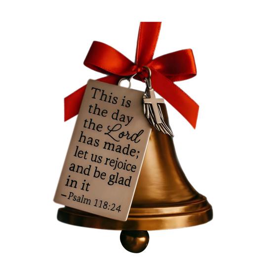 Bible Verses Christmas Bell Ornament Gold Metal Bell Christmas Tree Hanging Decoration for Christian Holiday Home Decor