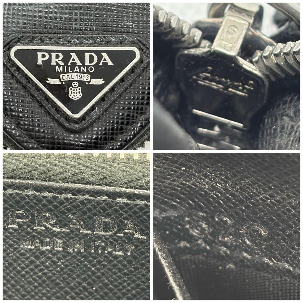 Used RFID equipped / Beautiful condition  Prada long wallet, round zipper, triangle logo, leather, black