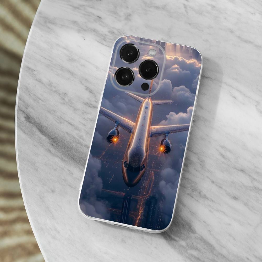 Авиация Арт Самолет Чехол Для iPhone 17,11,12,13,16,14,15,Pro,Max,Plus,X,XS,XR,SE,Mini Прозрачный Мягкий Силикон