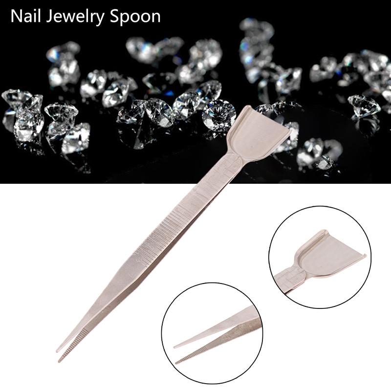 Stainless Steel Nail Tweezers Jewelry Scoop Shovel Sticker Bead Picker Manicure Tools Double Headed Jewelry Tool