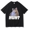 Милые футболки Huh Cat Meme, забавные крутые классические мужские/женские костюмы, эстетичная футболка в стиле Харадзюку, винтажная уличная одежда унисекс, хлопковые топы