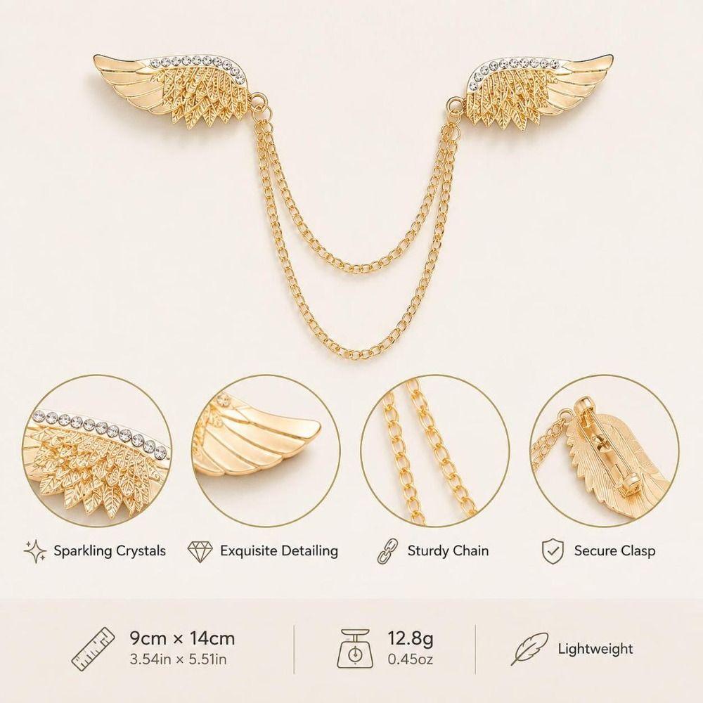 Sparkling Angel Wing Brooch Crystal Corsage Brooch New Brooch Pins for Men Women Jewelry