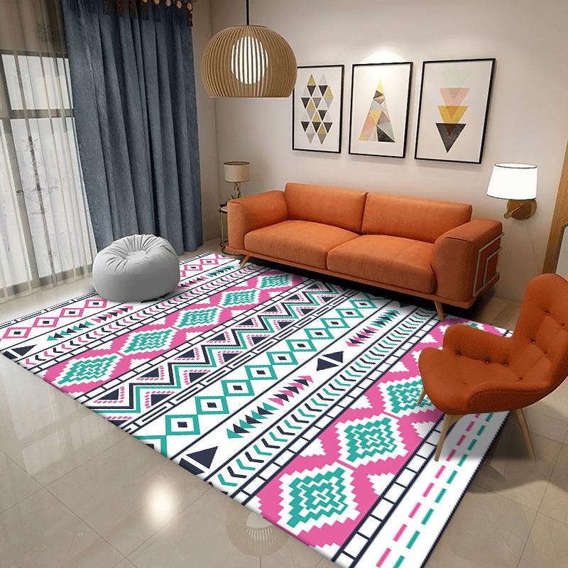 Бохо Геометрический Полосатый Прямоугольный Ковер, Красочные Этнические Принты, Мягкий Нескользящий Ковер для Декора Гостиной Спальни