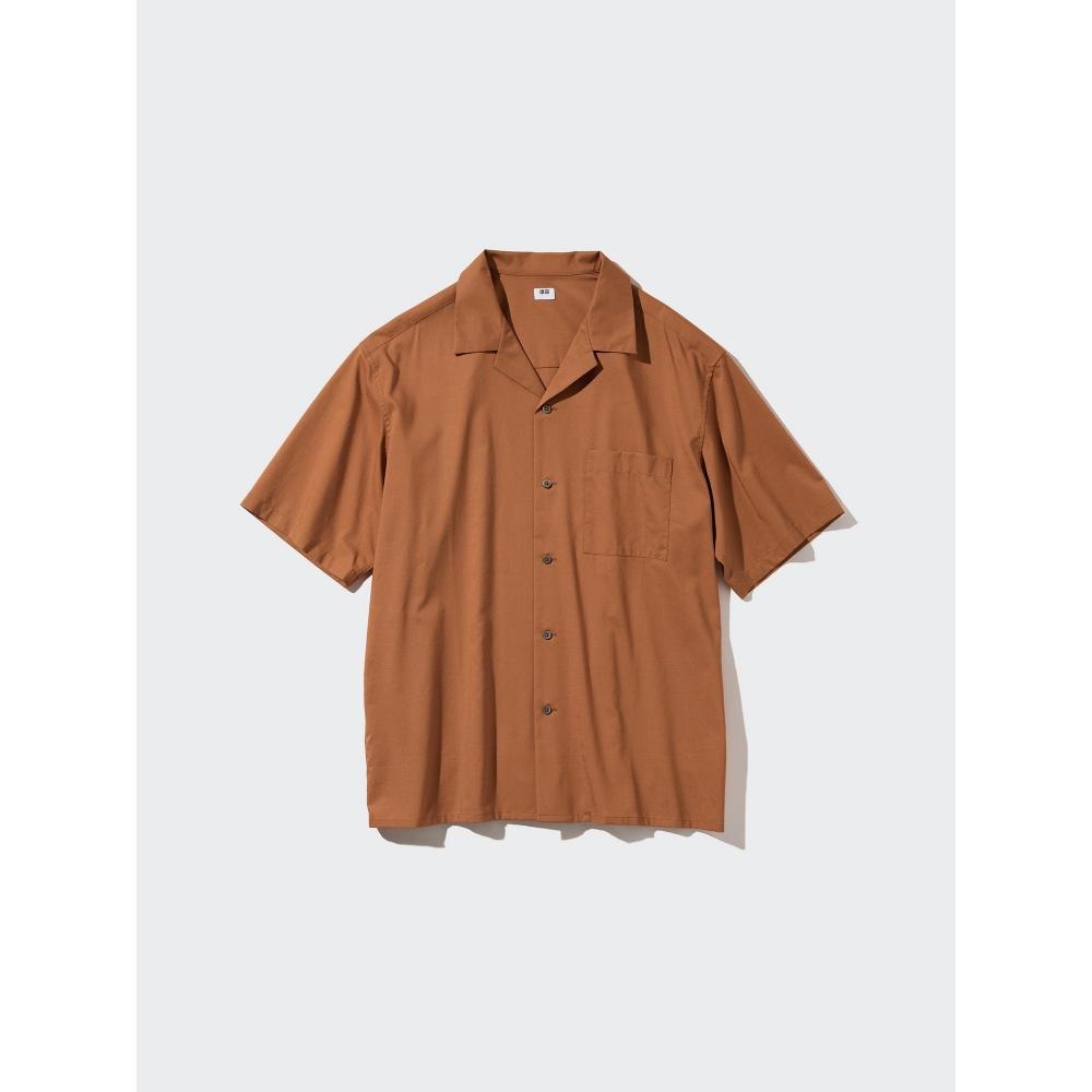 Uniqlo Рубашка из модального хлопка с открытым воротником и коротким рукавом 