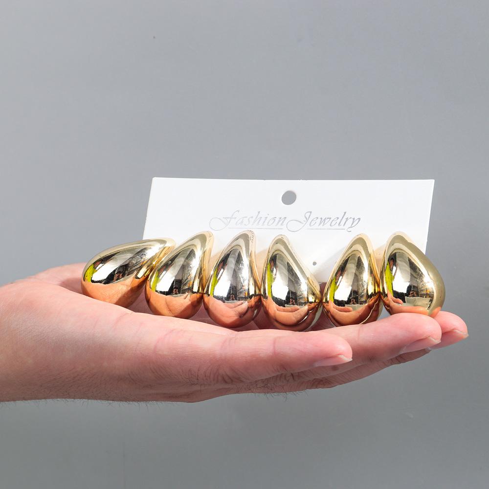 Extra Large 3pair Acrylic Chunky Waterdrop Earring Dupes for Women Metallic Color Teardrop Y2K Earring Hoops Jewelry Lightweight