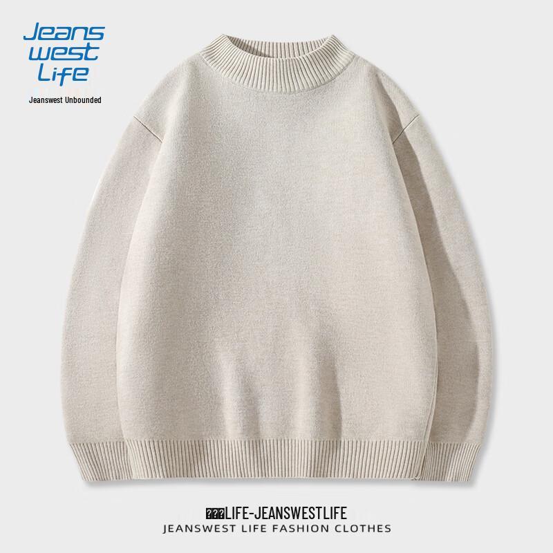 JEANSWEST LIFE Men's Semi-High Neck Knit Sweater