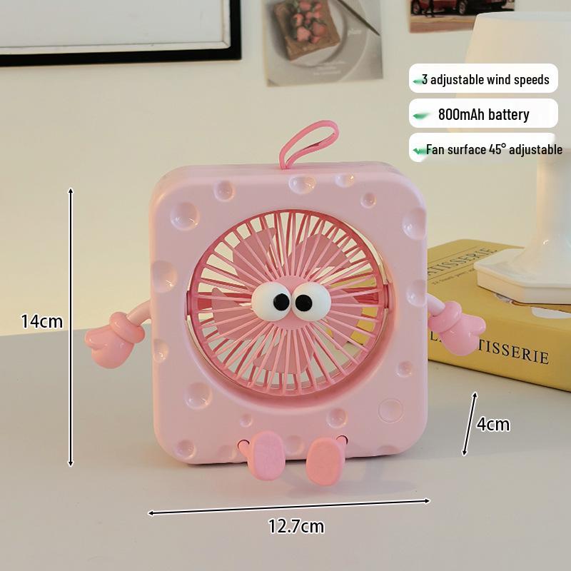 Cute Cheese Mini Electric Desktop Fan: Summer Office & Dorm Stand Charger