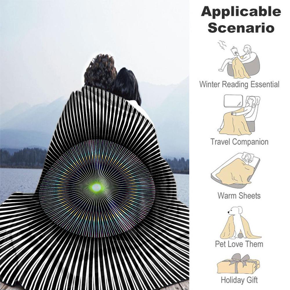 1PC Circle LinesOutdoor Flannel Blanket - Soft Plush Decor for Picnics, camping, Bedroom, Playroom, Office, or Lunch Break 1255A