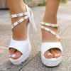 Women Shoes Fish Mouth Platform 8CM High Heels Wedges Buckle Slope Sandals Woman Platform High Heels Sandals Sandalias De Mujer