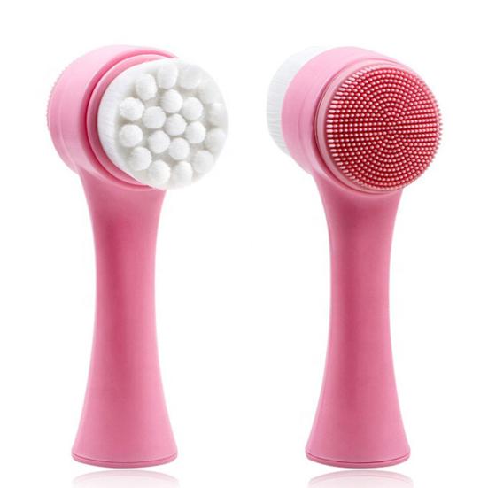 Щетка для лица с двумя сторонами, массажная портативная 3D-щетка с горячим силиконом, очищающий инструмент для кожи унисекс