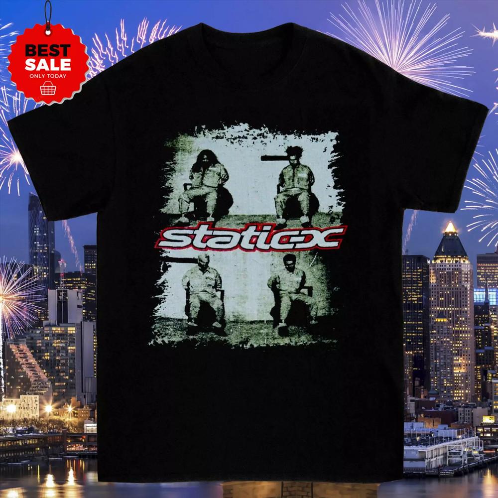 STATIC-X BAND GIFT FOR FAN BLACK COTTON T Shirt Full Size S-5XL