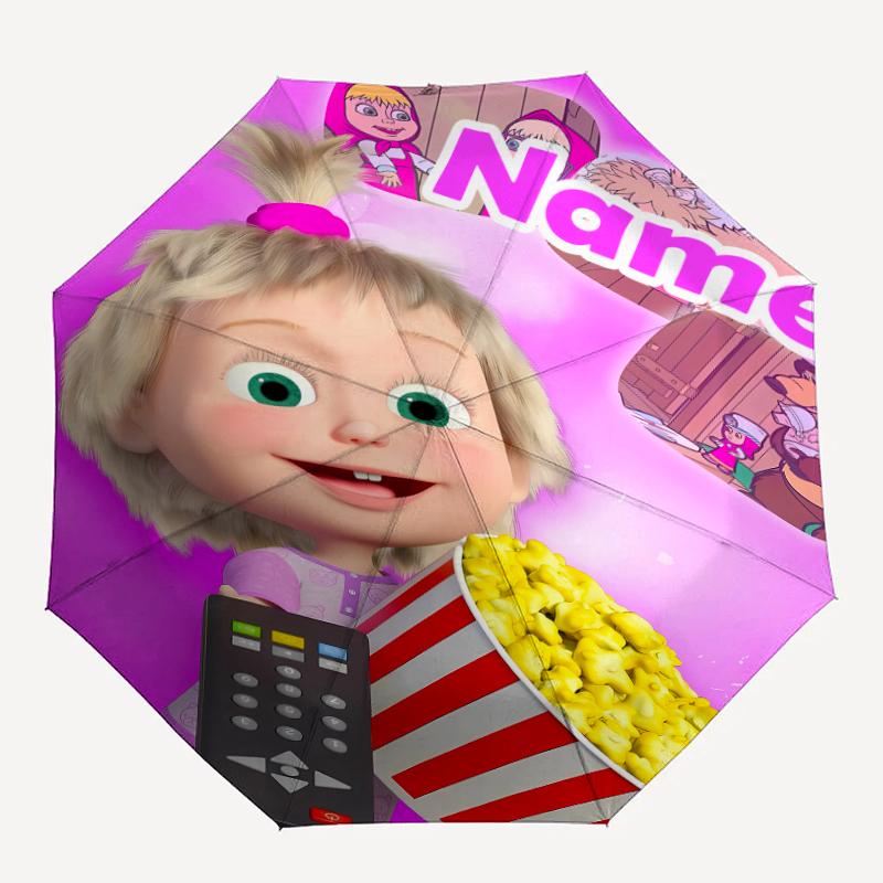 Personalized Name M-Masha and the Bear Print Umbrella - Automatic Open/Close, Eight-Rib Durable Frame, Automatic Folding Umbrella