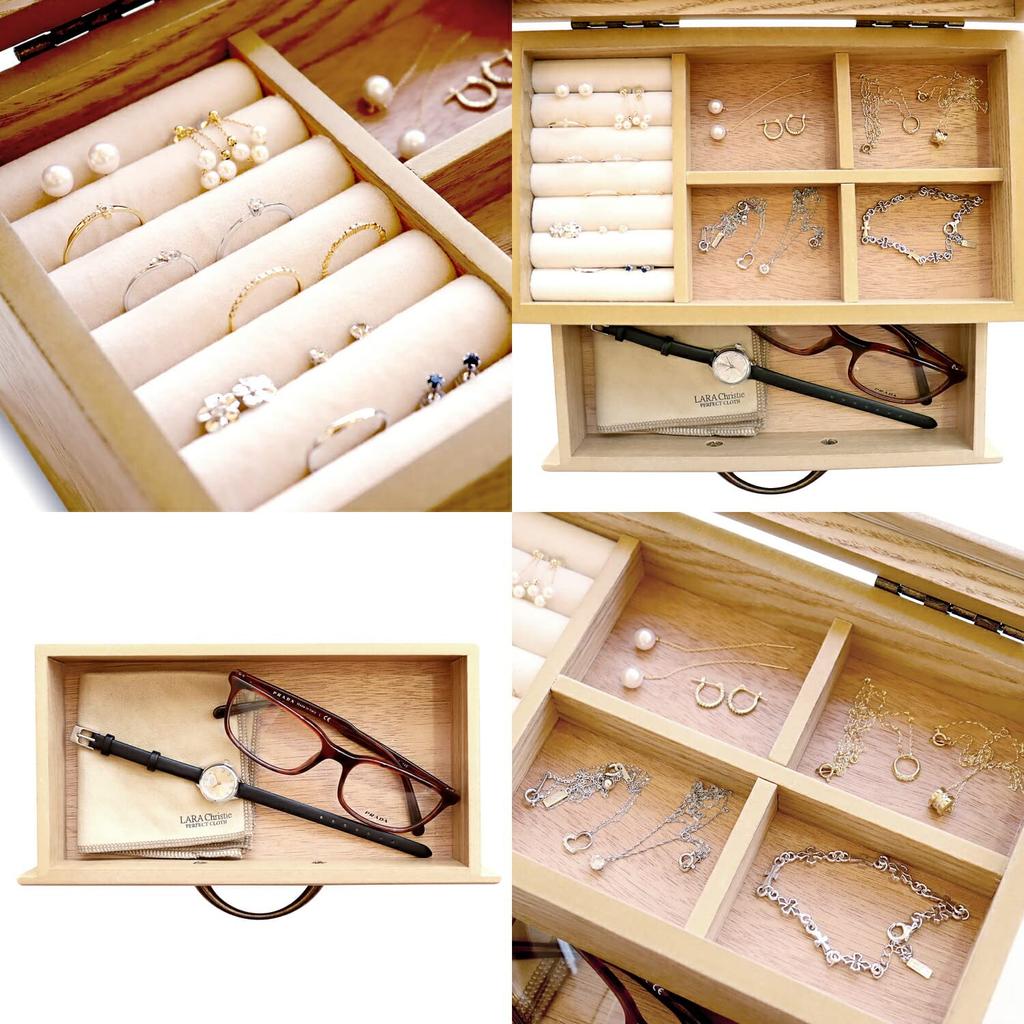 [Sears] Sears Wooden Jewelry Box, Accessory Box, Large Capacity Storage for Necklaces, Rings, Earrings, Natural Brown s98-0001-nb