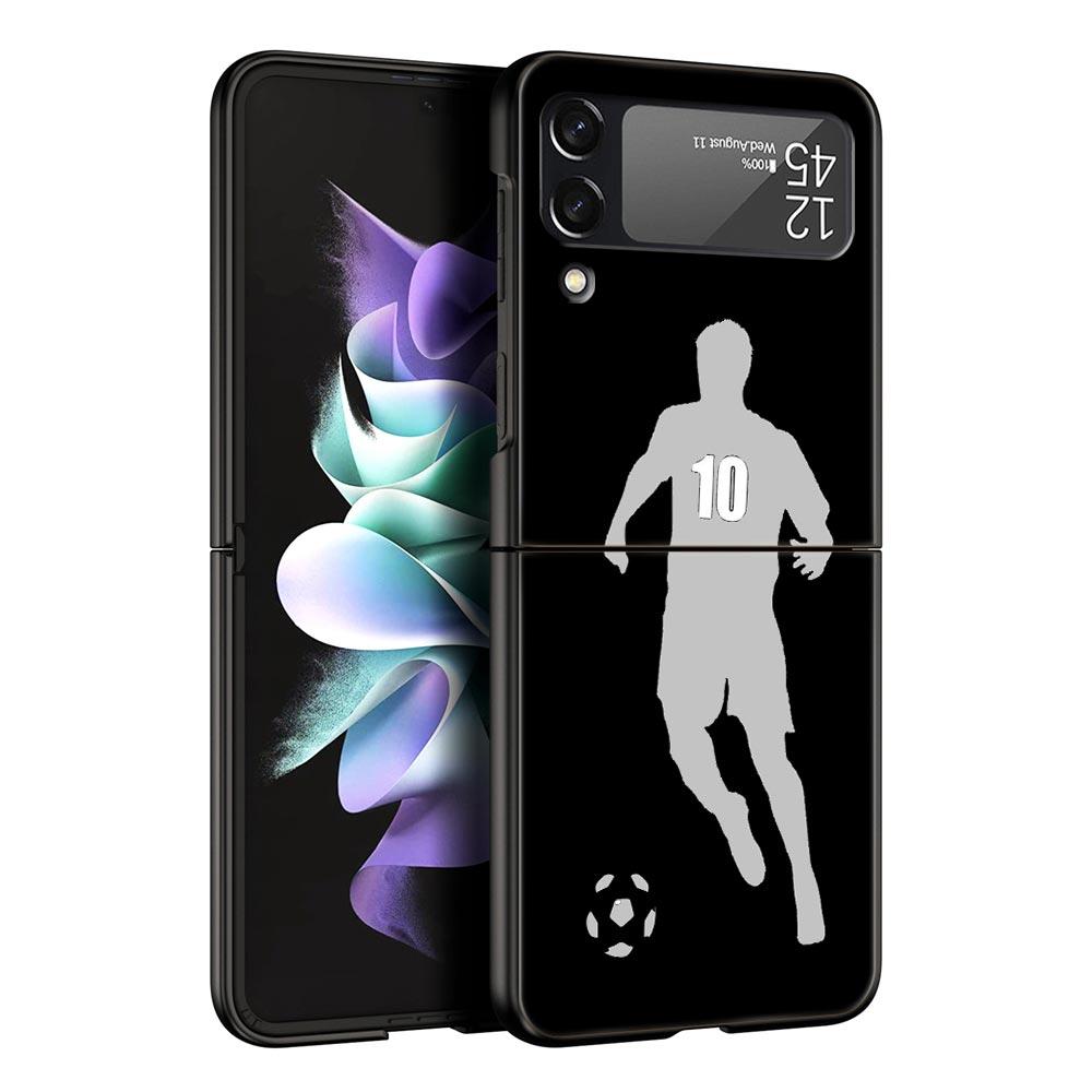 Чехол для телефона «Футболист с изображением футболиста» для Samsung Galaxy Z Flip 3 4 5, черный складной чехол для мобильного телефона, жесткий защитный чехол из ПК
